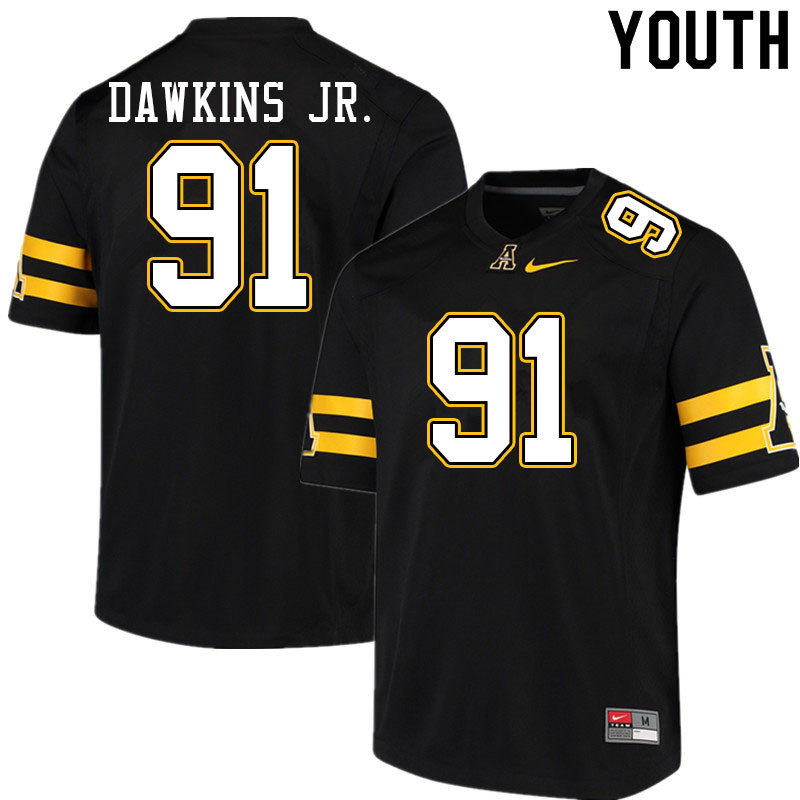 Youth #91 Tommy Dawkins Jr. Appalachian State Mountaineers College Football Jerseys Sale-Black